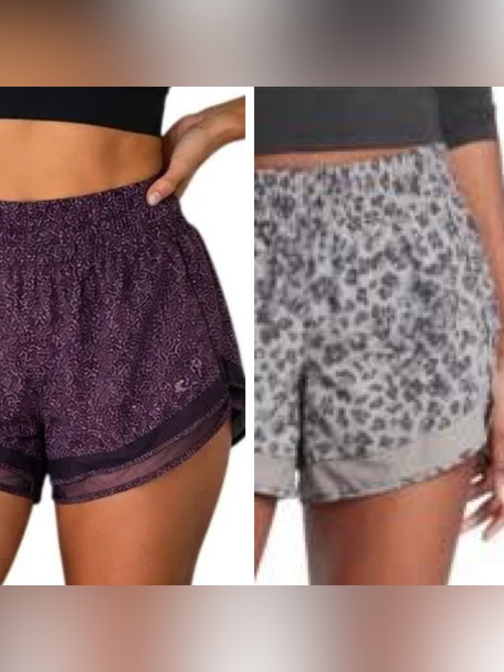 Athleta Purple & Gray Printed Athletic Lot of 2 Shorts Size XL